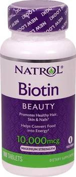 2vnt Natrol Biotinas 10000 mcg 100 Tablečių + Kalcio plaukai, nagai, oda