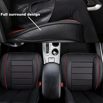 2vnt (Pora) Universal Full Surround Black+Red Stitch PU Odos Automobilio Priekinės Sėdynės Pagalvėlė Kvėpuojantis Transporto priemonės Auto Raštas Dangtis