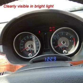 3 1. Skaitmeninis Automobilinis Termometras Šviesos LED Skaitmeninis Laikrodis, Žiūrėti, Auto, Automobilių Apdailos mini Laikrodis, Termometras Voltmeter Laikrodis Therm