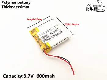 3.7 V 600mAH 603030 Polimeras ličio jonų / Li-ion daugkartinio Įkrovimo baterija DVR,GPS,mp3,mp4