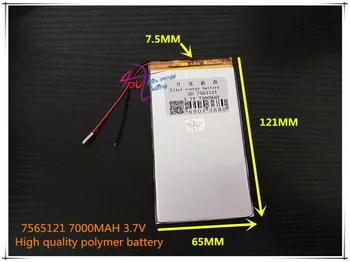 3.7 V 7000mAH 7565121 ( polimeras ličio jonų baterija ) Li-ion baterija tablet pc power bank mobiliojo telefono garsiakalbį