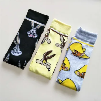 3 poros Bugs bunny animacinių filmų cosplay mados naujovė juokingas mielas suaugusiųjų kojinių rudenį patogus medvilnės kojinės