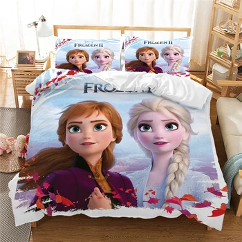 3 Vnt Frozen2 Anna Elsa Patalynės Komplektas Queen ' King Size Lova Rinkinys Vaikams Mergina Antklode Padengti Šalikas Pakratai Rinkiniai Poliesteris