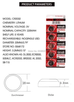 30 PC maxell CR2032 3V Ličio baterija Baterijos BR2032 DL2032 ECR2032 CR 2032 Mygtuką Monetos Baterija Žiūrėti Automobilį Nuotolinio valdymo Raktas