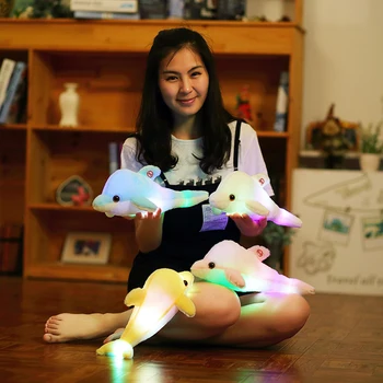 32cm Kūrybos Šviesos Pliušinis Delfinų Lėlės Žėrintis Pagalvę, Spalvinga LED Šviesos Gyvūnų, Žaislų, Vaikai, Vaikams, Dovana YYT220