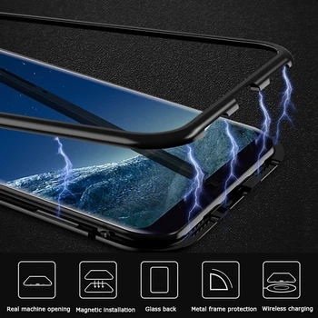 360 Magnetinio Adsorbcijos Metalo Case For Samsung Galaxy A31 A11 M31 A91/S10 10 pastaba lite 2020 A81 M30S M30 M20 Dvigubo Stiklo Atveju