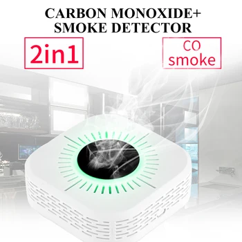 360° Dūmų Detektorius & Anglies Monoksido Davikliai 2 in 1 baterijomis, CO Signalizacija su Šviesos Mirksi Garso Perspėjimas