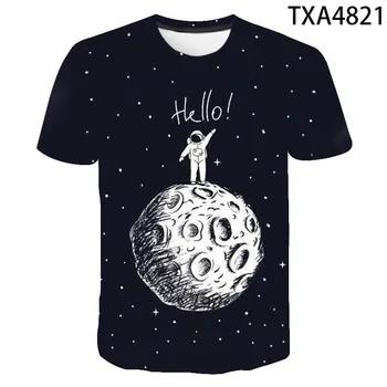 3D Atspausdintas Astronautas marškinėliai Vyrams, Moterims, Vaikams, Vasaros Trumpos Rankovės Galaxy Kosmoso marškinėliai Atsitiktinis Mėnulis Tee Cool Berniukas Mergaitė Vaikai Viršūnės