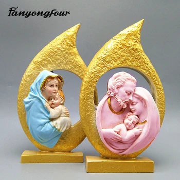 3D Katalikų Mergelės Marijos Jėzus Silikono Formos Minkštas Dervos Gipso Šokolado Žvakė Saldainiai Pelėsių Nemokamas Pristatymas