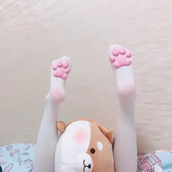 3D Kačiukas Letena Gyvulių Lolita Minkštos Medvilnės Pawpads Kojinės Anime Cosplay Mergina Dovana aukštakulniais Seksualus, Mielas Kietas Rožinė Kojų Šlaunų padas