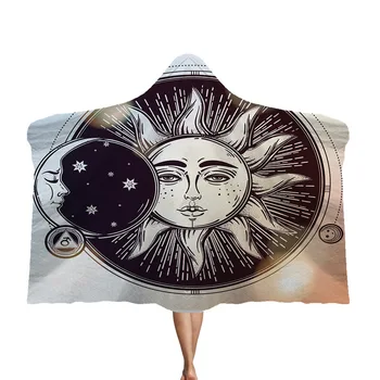 3D Saulės dievo mėnulio dievas taro Gobtuvu Antklodė Sherpa Vilnos Nešiojami pliušinis Mesti Antklodę ant Lovos, Sofa-Storas šiltas