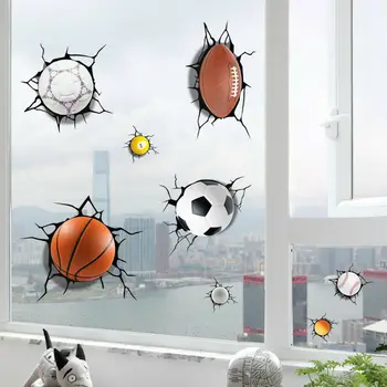 3D Šaudymo Futbolo Per Sienų Lipdukai, Vaikų Kambario, Apdaila, Namų Lipdukai Futbolo Anekdotai 3D Freskos Meno Sporto Žaidimas PVC Plakatas