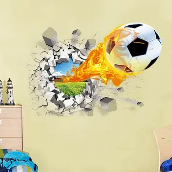 3D Šaudymo Futbolo Per Sienų Lipdukai, Vaikų Kambario, Apdaila, Namų Lipdukai Futbolo Anekdotai 3D Freskos Meno Sporto Žaidimas PVC Plakatas