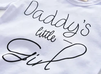 3Pcs Kūdikių Drabužių Rinkinys Naujagimiui Mergaičių Drabužius ilgomis Rankovėmis Laišką Daddy ' s little Girl marškinėliai+Kelnės+Lankelis Vaikiška Apranga