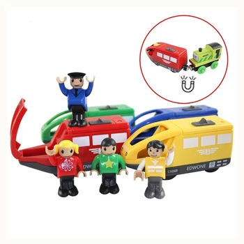 4 Spalvų Magnetiniai Transporto Priemonės Elektroninių Žaislų Vaikams Elektrinio Traukinio Žaislų Suderinama Medinis Medinių Geležinkelio Gimtadienio Dovana Vaikams