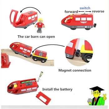 4 Spalvų Magnetiniai Transporto Priemonės Elektroninių Žaislų Vaikams Elektrinio Traukinio Žaislų Suderinama Medinis Medinių Geležinkelio Gimtadienio Dovana Vaikams