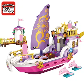 456Pcs Princesė Lėja Angel Princesė Laivo Nustato Wharf Delfinai Duomenys Kūrybos Draugai Blokai Nustato Švietimo Žaislai Vaikams