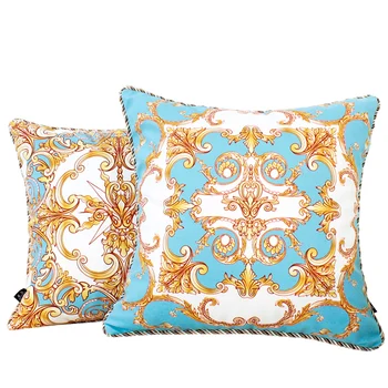 45cm Baroko prabanga-retro pagalvėlė padengti sofa-lova, mėlynos geltonos geometrinis paisley aksomo mesti pagalvę padengti sofa juosmens užvalkalas