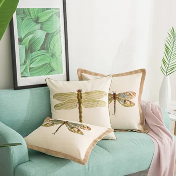 45x45/40x50CM American pastoral dragonfly pagalvėlė padengti sofos pagalvę padengti lino mesti pagalvės užvalkalą namų dekoro užvalkalas