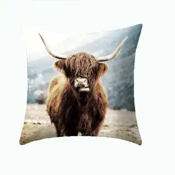 45x45 Šiaurės Škotijos Galvijai Namų dekoro Poliesteris Pagalvę Padengti Mielas Karvių Mesti Pagalvės Atveju Minimalistinio Pagalvės