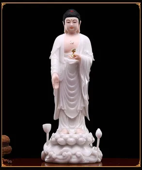 48cm didelis aukštos klasės jade Amitabha Sakyamuni RU LAI budos statula Azijos šeimos saugos sveikas apsauga, NAMŲ Šventovė, Skulptūra
