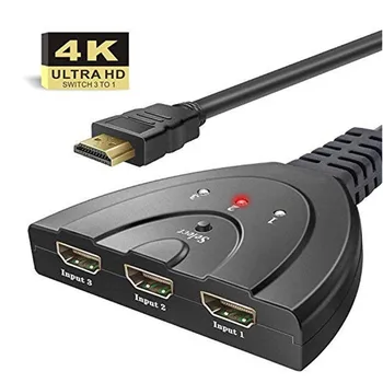 4K HDMI suderinamus Splitter Cable 3into 1out 4096 3840 Full 1080p Aukštos raiškos Vaizdo Perjungimas Ekranas HDTV DVD PS3 Xbox