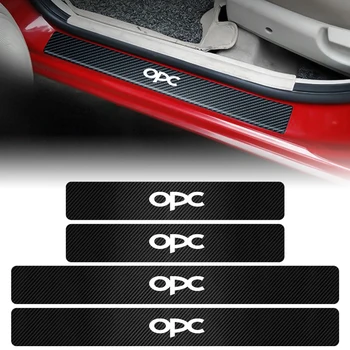 4PCS Anglies Pluošto, Automobilių Durų Slenksčio Nusitrinti Guard Saugotojas Lipdukus OPC Logotipas Ženklelis Opel Corsa OPC Mokka Vectra Astra, Insignia