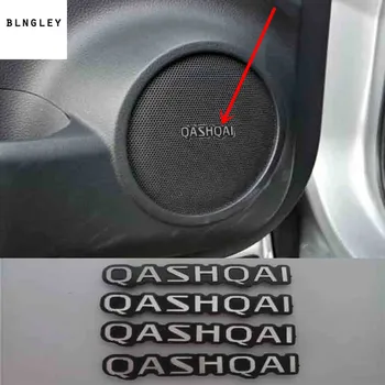 4pcs/daug Automobilių lipdukas ABS automobilio duris garsiakalbis Raidžių lipdukai apdailos dangtelis NISSAN QASHQAI J10 J11 automobilių reikmenys