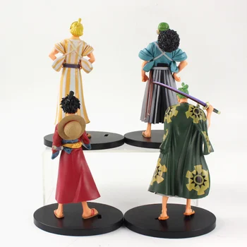 4styles 17-18cm Vienas Gabalas Luffy Usopp Sanji Zoro statulėlės, su dangčiu iš PVC Modelio Surinkimo Lėlės, Žaislai