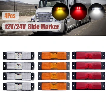 4x 12V 24V 4-LED Šoniniai Gabaritiniai Žibintai Automobilio Išorės Perspėjimo Indikatorius Posūkio Signalo užpakalinis Žibintas gabaritinis Žibintas, Priekabos Sunkvežimių Van Sunkvežimis