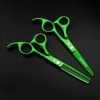 5.5 colių žali dažai Japonijos 440C Plaukų Žirklės Kirpti žirklėmis, profesionalios plaukų žirklės aukštos kokybės