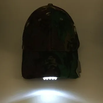 5 LED Camo Kepurė Hat Su Šviesos Žvejybos, Medžioklės Lauko Būti Baterijos (Epacket)