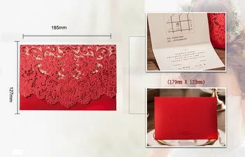50pcs Kaimiškas Vestuves Tiekia Kinija Raudona Balta Derliaus Prabangus Elegantiškas Aukso pjovimas Lazeriu Vestuvių Pakvietimo Užsakymą