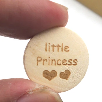 50pcs mažoji princesė laišką medienos granulių gabaliuką disko gamtos turo vienodo jewerly sklandžiai 20mm graviruoti sudegė EA413-1