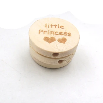 50pcs mažoji princesė laišką medienos granulių gabaliuką disko gamtos turo vienodo jewerly sklandžiai 20mm graviruoti sudegė EA413-1