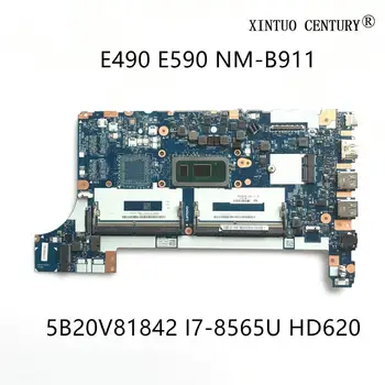5B20V81842 Lenovo Thinkpad E490 E590 Nešiojamas Plokštė FE490 FE590 FE480 NM-B911 W/ SRFFW i7-8565U HD620 testuotas darbo