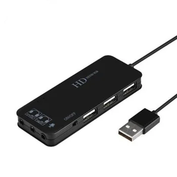 5V/0.6 7.1 Kanalo ir 3 USB jungtimis, Išorinių Garso Kortelių Hub Garso Mic Adapteris, skirtas PC Nešiojamas Išorinis Garso plokštė