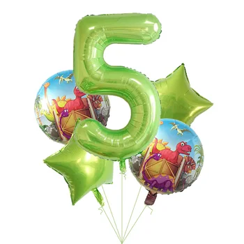 5vnt 40 colių vaisių žalia Numeris Folija balionai 18 colių Turas dinozaurų globos gimtadienio Dekoracijos Vaikams, žaislai, kūdikių dušas