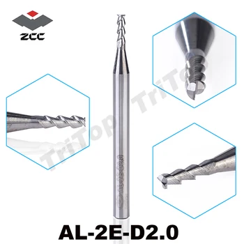 5vnt/pakuotė AL-2E-D2.0 ZCC.CT kieto Karbido Pabaigos mills 2mm 2 fleita aliuminio lydinio cnc frezavimo apdirbimo pjovimo pjovimo įrankiai