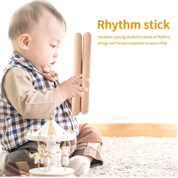 6 Poros Medienos Claves Mušamųjų Instrumentų Muzikos Ritmą Lazdos Mušamųjų Ritmas, Lazdos Vaikų Muzikinis Žaislas