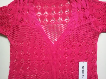 6 Spalvų Mezgimo Megztinis Ilgas Mezgimo Megztinis Korėjos Blusas Moterų Atsitiktinis Laisvas Megztinis Su Kišenėmis Tuščiaviduriai Iš Moterų Kailis