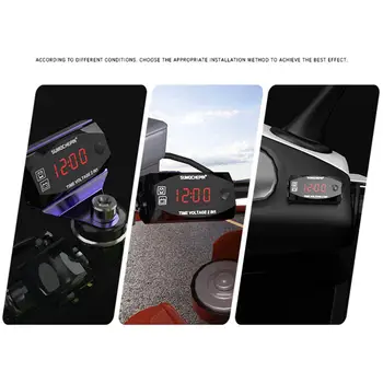 6 V-30 V 2-in-1 Voltmeter Motociklo Elektrinių Transporto priemonių Laikrodis Multi-funkcija Su Skaitmeniniu Ekranu