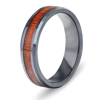 6mm pločio Juodosios Keramikos žiedais mens papuošalai Retro medienos grūdų žiedas Vestuvių Juostoje Dropshipping