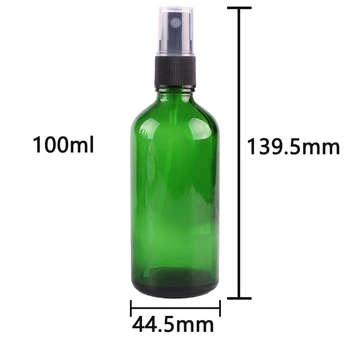 6pcs 100ml Green Stiklo Purškimo Butelis w/ Juoda Bauda Rūko Purkštuvu eterinio aliejaus buteliai tušti kosmetikos konteineriai