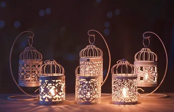 6pcs Metalo Paukštis Narve Vestuvių Žvakių Laikiklis baltos spalvos Žibinto Marokas, Derlius Mažas, Žibintų, Žvakių Dekoras