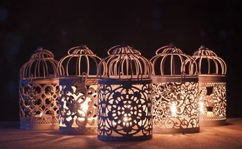 6pcs Metalo Paukštis Narve Vestuvių Žvakių Laikiklis baltos spalvos Žibinto Marokas, Derlius Mažas, Žibintų, Žvakių Dekoras