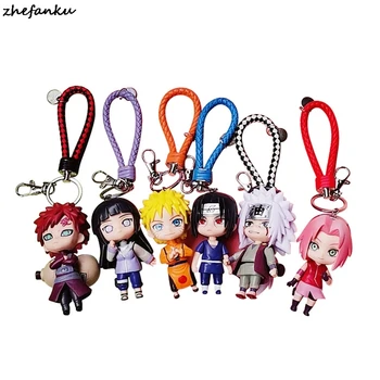 6PCS/SET Naruto Akrilo Key Chain Kakashi Gaara Sasuke Akatsuki Nariai Keychain Itachi Pakabučiai paketų prižiūrėtojų raktinę Cosplay Dovana