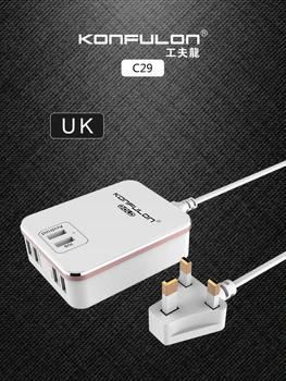 6USB automobilinis Įkroviklis Greitas Įkroviklis QC3.0 ES, JAV, UK plug multi USB Telefono Kroviklis Greito Įkroviklio 3.0 Mobiliųjų IPhone12 Ipad C29