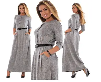 6XL Moteris Ilga Suknelė Rudens Žiemos Elegantiškas ilgomis Rankovėmis Maxi Suknelė Moterims Darbo Suknelės Moteriška Apranga