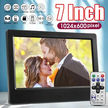 7 colių Ekrano Skaitmeninis Foto Rėmai HD LED Backlight 1024*600 savarankiška, Nuotraukos, Muzika, Vaizdo Filmų Elektroninių Albumą Dovanų